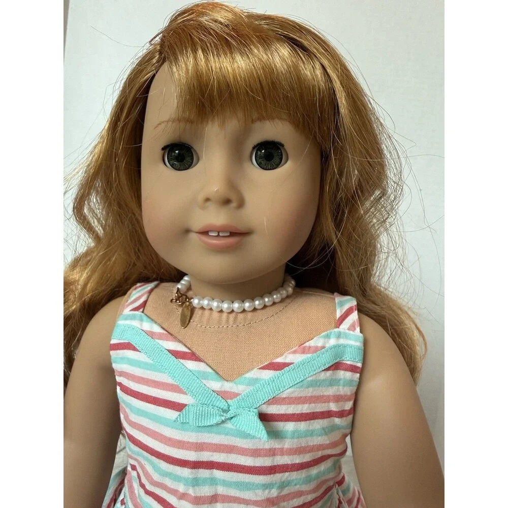 American Girl Maryellen Larkin Doll Strawberry-Blond Hair Hazel Eye Striped Dres
